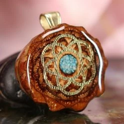 TEP Crushed Turquoise (Glows) With Gold Seed Of Life