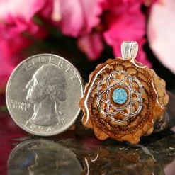 TEP Crushed Turquoise (Glows) With Silver Seed Of Life