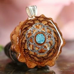 TEP Crushed Turquoise (Glows) With Silver Seed Of Life