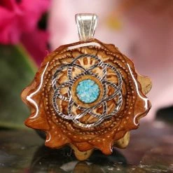 TEP Crushed Turquoise (Glows) With Silver Seed Of Life