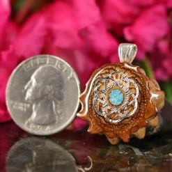 TEP Crushed Turquoise (Glows) With Silver Seed Of Life