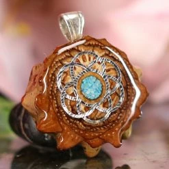 TEP Crushed Turquoise (Glows) With Silver Seed Of Life