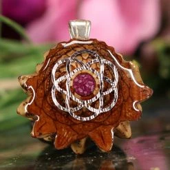 TEP Pendants Crushed Sugilite (Glows) With Silver Seed Of Life