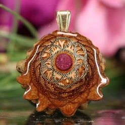 TEP Pendants Crushed Sugilite (Glows) With Gold Seed Of Life