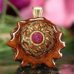 TEP Crushed Sugilite (Glows) With Gold Seed Of Life Pendants