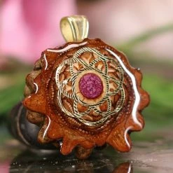 TEP Crushed Sugilite (Glows) With Gold Seed Of Life Pendants 7 TEP Crushed Sugilite (Glows) With Gold Seed Of Life Pendants