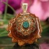TEP Pendants Crushed Malachite (Glows) With Gold Seed Of Life