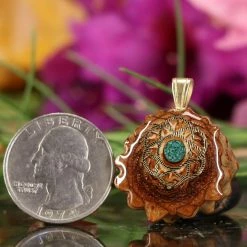 TEP Pendants Crushed Malachite (Glows) With Gold Seed Of Life