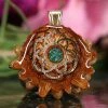 TEP Crushed Malachite (Glows) With Gold Seed Of Life Pendants