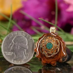 TEP Pendants Crushed Malachite (Glows) With Gold Seed Of Life