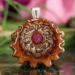 TEP Pendants Crushed Sugilite (Glows) With Silver Seed Of Life