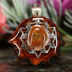 TEP Mexican Fire Agate With Silver 64 Star Tetrahedron