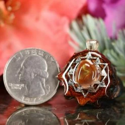 TEP Mexican Fire Agate With Silver 64 Star Tetrahedron