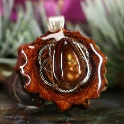 TEP Pendants Mexican Fire Agate With Silver Seed Of Life
