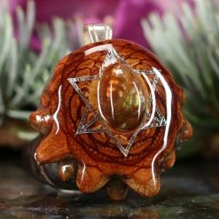 TEP Pendants Mexican Fire Agate With Silver Merkaba