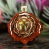 TEP Mexican Fire Agate With Gold Seed Of Life Pendants