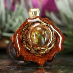 TEP Mexican Fire Agate With Gold Seed Of Life Pendants