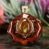 TEP Mexican Fire Agate With Gold Merkaba Pendants