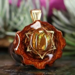 TEP Mexican Fire Agate With Gold Merkaba Pendants