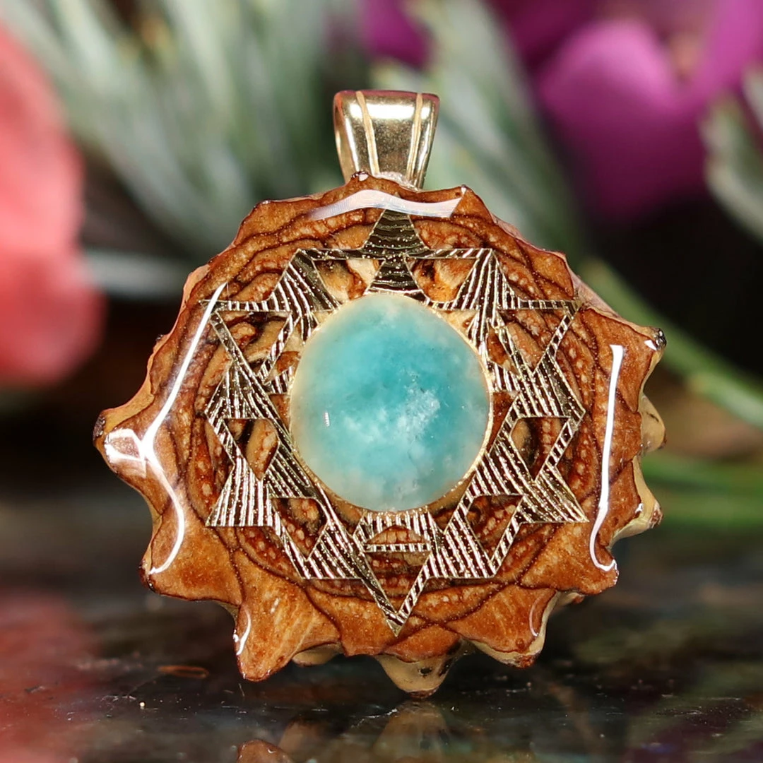 TEP Pendants Amazonite With Gold 64 Star Tetrahedron 3 TEP Pendants Amazonite With Gold 64 Star Tetrahedron