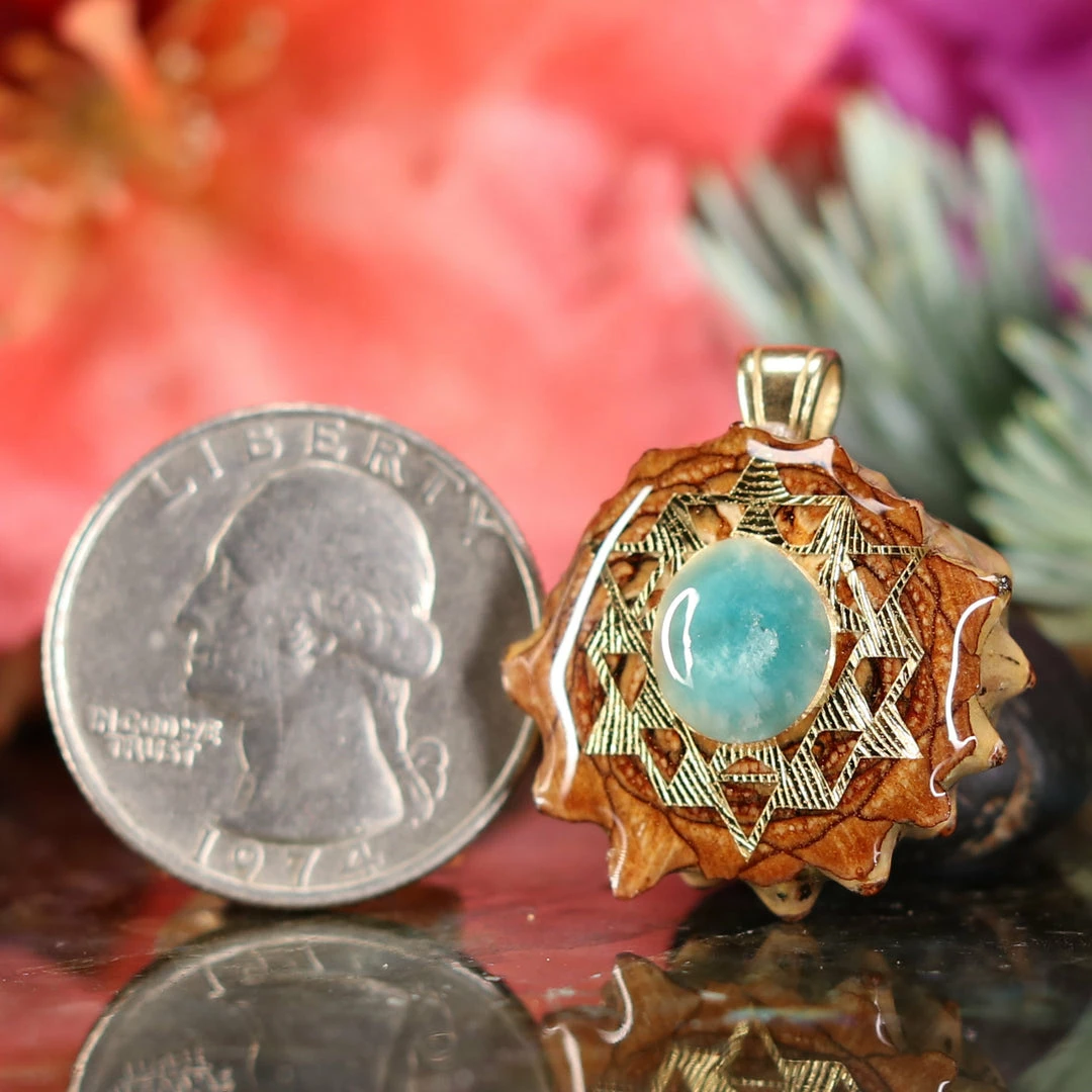 TEP Pendants Amazonite With Gold 64 Star Tetrahedron 4 TEP Pendants Amazonite With Gold 64 Star Tetrahedron