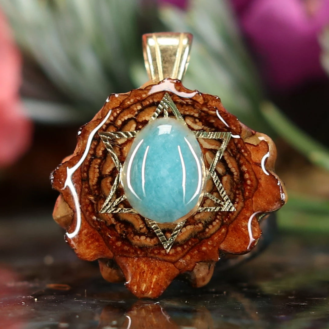 TEP Amazonite With Gold Merkaba Pendants 3 TEP Amazonite With Gold Merkaba Pendants