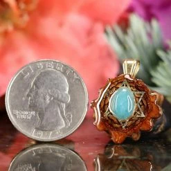 TEP Amazonite With Gold Merkaba Pendants