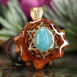 TEP Amazonite With Gold Merkaba Pendants 7 TEP Amazonite With Gold Merkaba Pendants