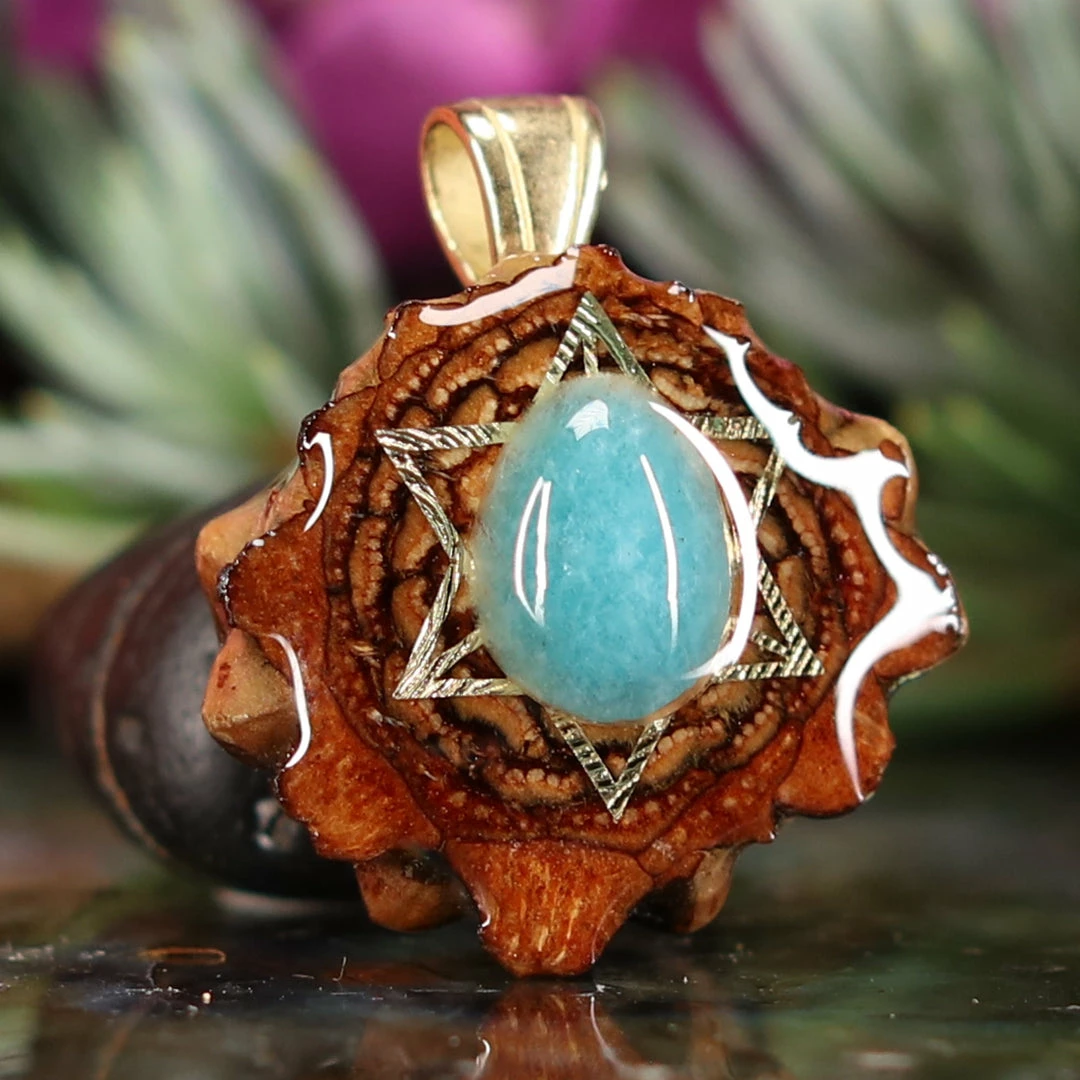 TEP Amazonite With Gold Merkaba Pendants 5 TEP Amazonite With Gold Merkaba Pendants