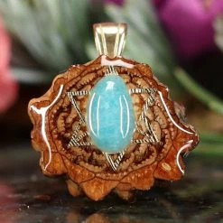 TEP Amazonite With Gold Merkaba Pendants