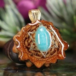 TEP Amazonite With Gold Merkaba Pendants