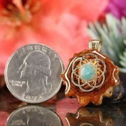 TEP Amazonite With Gold Seed Of Life Pendants