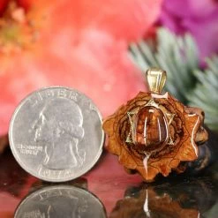 TEP Pendants Mexican Fire Agate With Gold Merkaba
