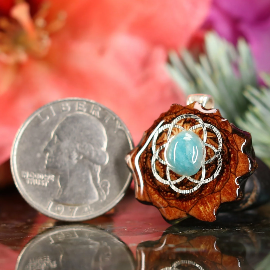 TEP Pendants Amazonite With Silver Seed Of Life 4 TEP Pendants Amazonite With Silver Seed Of Life