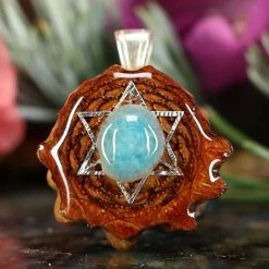 TEP Amazonite With Silver Merkaba Pendants