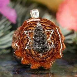 TEP Pendants Moldavite With Silver Merkaba