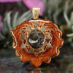 TEP Pendants Moldavite With Gold 64 Star Tetrahedron