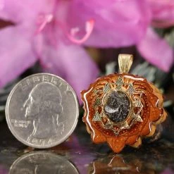 TEP Pendants Moldavite With Gold 64 Star Tetrahedron 6 TEP Pendants Moldavite With Gold 64 Star Tetrahedron