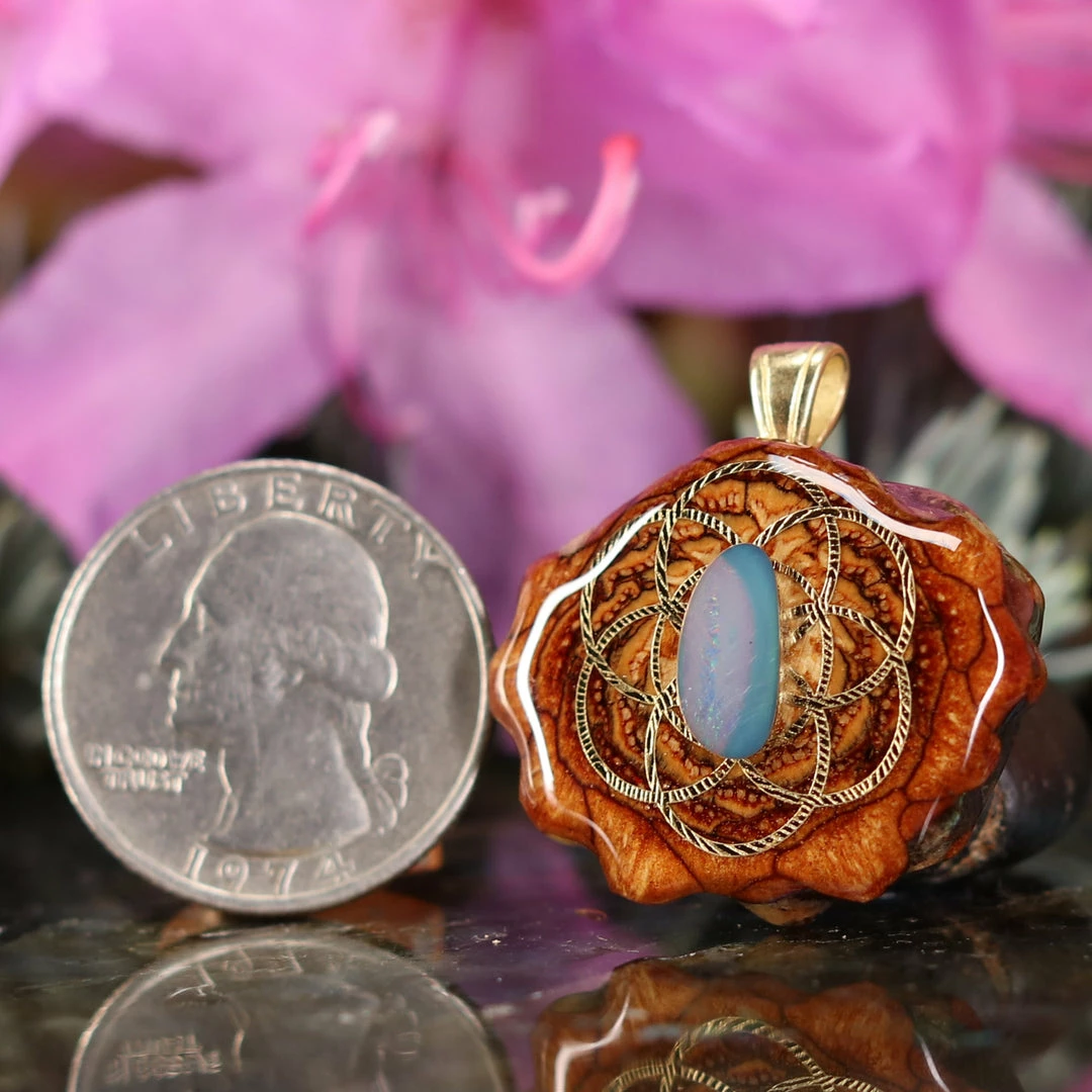 TEP Australian Blue Opal With Gold Seed Of Life 4 TEP Australian Blue Opal With Gold Seed Of Life