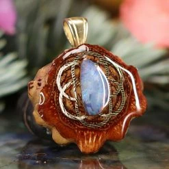 TEP Australian Blue Opal With Gold Seed Of Life Pendants 7 TEP Australian Blue Opal With Gold Seed Of Life Pendants