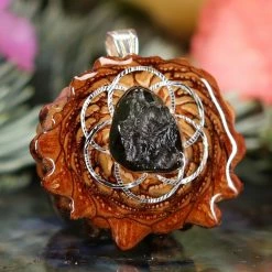 TEP Moldavite With Silver Seed Of Life Pendants