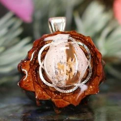 TEP Mexican Fire Opal With Silver Seed Of Life Pendants