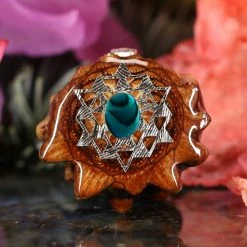 TEP Green Paua Shell With Silver 64 Star Tetrahedron
