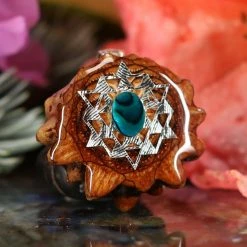 TEP Green Paua Shell With Silver 64 Star Tetrahedron