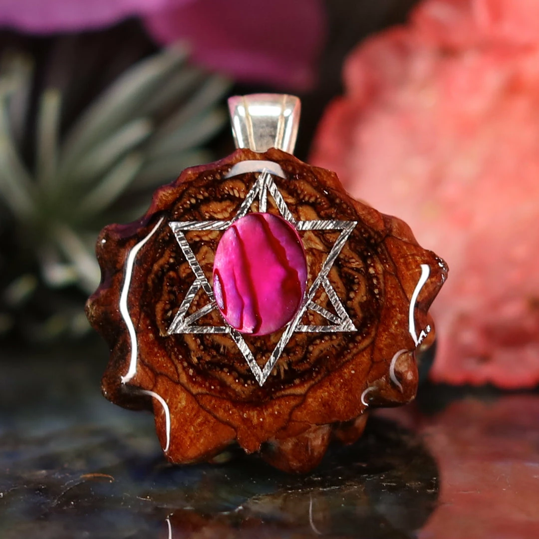 TEP Pink Paua Shell With Silver Merkaba Pendants 3 TEP Pink Paua Shell With Silver Merkaba Pendants