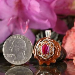 TEP Pink Paua Shell With Silver Seed Of Life