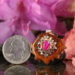TEP Pink Paua Shell With Silver 64 Star Tetrahedron