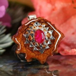 TEP Pink Paua Shell With Silver 64 Star Tetrahedron