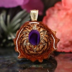 TEP Pendants Purple Paua Shell With Gold Merkaba