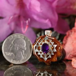 TEP Purple Paua Shell With Silver 64 Star Tetrahedron Pendants